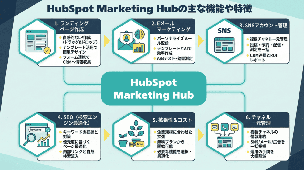 HubSpot Marketing Hubの主な機能や特徴